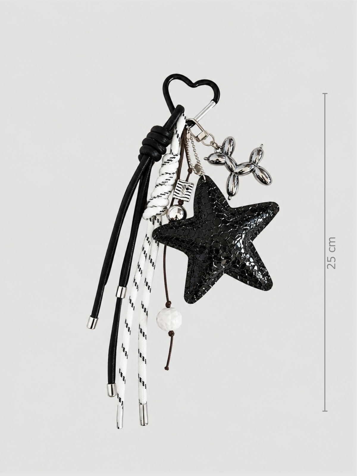 Star & Balloon Dog Bag Charm – Schwarz