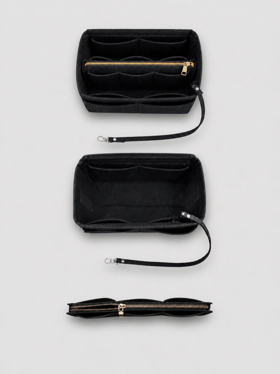 [strip: Flexible & adaptable | The center zippered compartment is secured with velcro and can easily be removed when needed — for more space whenever you need it.]