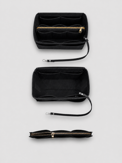 [strip: Flexible & adaptable | The center zippered compartment is secured with velcro and can easily be removed when needed — for more space whenever you need it.]