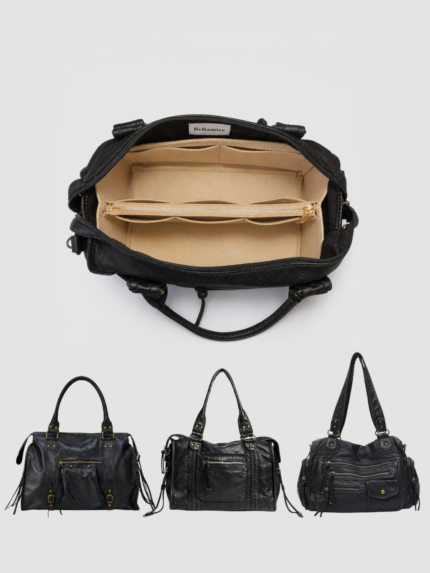 [strip: Tailored fit | Specially designed for our CLAIRE' CITY BAG, AVELINE' ESSENTIAL BAG, and FLORENCE' JOURNEY BAG. Each organizer fits the shape of your bag with precision.]
