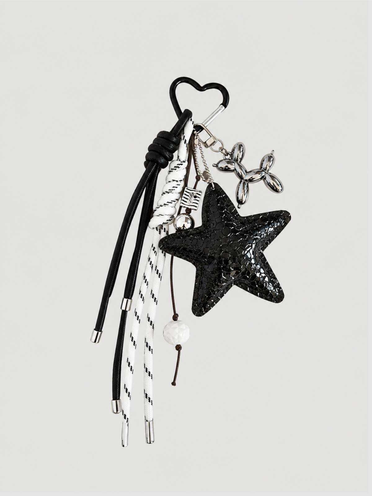 Star & Balloon Dog Bag Charm – Schwarz